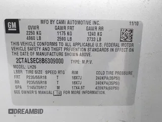 2011 GMC Terrain SLE-2 with VIN 2CTALSEC8B6309000, listed as a IAAI auction lot 41688119 with 147,620 mi miles. Bid and sale history available at carsss.com. Image 9.
