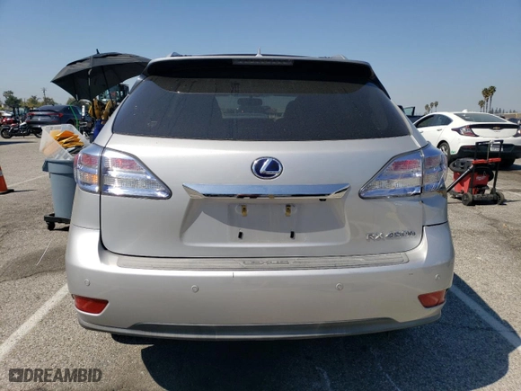 2011 Lexus RX 450h with VIN JTJBC1BA3B2038046, listed as a Copart auction lot 47574044 with 191,217 mi miles and Salvage Title. Bid and sale history available at carsss.com. Image 6.