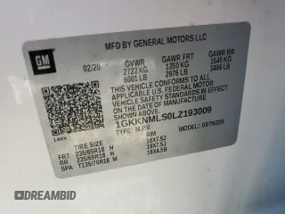 2020 GMC Acadia SLT with VIN 1GKKNMLS0LZ193009, listed as a Copart auction lot 49146685 with 78,685 mi miles and Salvage Title. Bid and sale history available at DreamBid. Image 13.
