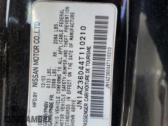2004 Nissan 350Z Enthusiast with VIN JN1AZ36D44T110210, listed as a Copart auction lot 63060574 with 87,592 mi miles and Salvage Title. Bid and sale history available at carsss.com. Image 12.