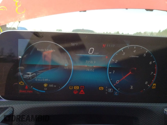 2020 Mercedes-Benz CLA 250 with VIN WDD5J4HB4LN034066, listed as a Copart auction lot 53181015 with 78,352 mi miles and Salvage title. Bid and sale history available at DreamBid. Image 9.
