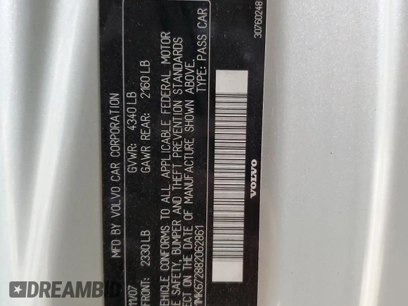 2008 Volvo C30 Version 1.0 z VIN YV1MK672882062861, wystawiony jako Copart lot #43579615 z przebiegiem 160 011 mil mil oraz Szkody całkowita. Historia ofert i sprzedaży dostępna na DreamBid. Obrazek 13.