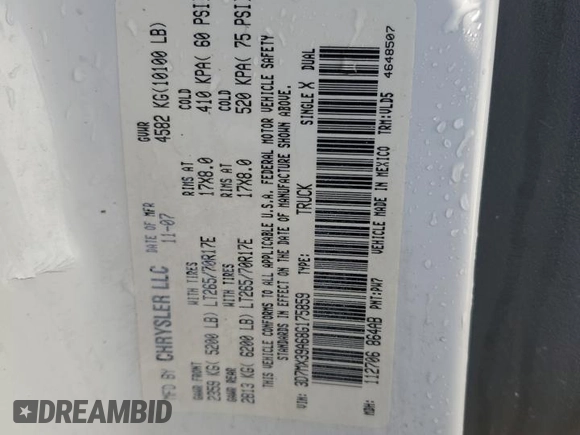 2008 Dodge Ram 3500 SXT with VIN 3D7MX39A68G175859, listed as a Copart auction lot 80986544 with 268,459 mi miles and Salvage Title. Bid and sale history available at carsss.com. Image 13.