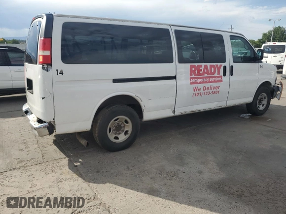 2013 Chevrolet Express Passenger LT with VIN 1GAZG1FG1D1121397, listed as a Copart auction lot 64763735 with Not provided miles and Clean title. Bid and sale history available at DreamBid. Image 3.