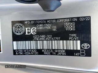 2022 Toyota Corolla Hatchback with VIN JTNK4MBE4N3167797, listed as a Copart auction lot 75254644 with 36,909 mi miles and Salvage Title. Bid and sale history available at carsss.com. Image 12.