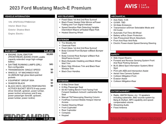 2023 Ford Mustang Mach-E Premium with VIN 3FMTK3SU7PMB05324, listed as a Copart auction lot 53271035 with 48,559 mi miles and Non Repairable. Bid and sale history available at DreamBid. Image 13.