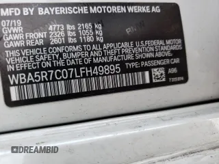 2020 BMW 3 Series 330i xDrive with VIN WBA5R7C07LFH49895, listed as a Copart auction lot 45205522 with Not Provided miles and . Bid and sale history available at DreamBid. Image 10.