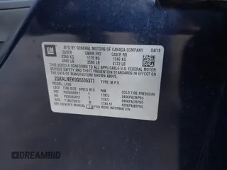 2016 GMC Terrain SLE with VIN 2GKALNEK9G6335377, listed as a IAAI auction lot 40807629 with 96,187 mi miles. Bid and sale history available at carsss.com. Image 9.