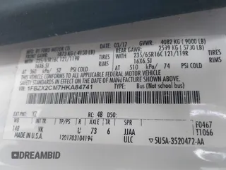 2017 Ford Transit XL с VIN 1FBZX2CM7HKA84741, выставлен на аукционе IAAI как лот 41782679 с пробегом 233 350 миль миль и . История ставок и продаж доступна на DreamBid. Изображение 9.