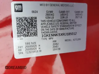 2024 GMC Acadia AWD Elevation z VIN 1GKENNKSXRJ185012, wystawiony jako Copart lot #41462965 z przebiegiem 2 102 mil mil oraz Szkoda całkowita • Salvage title. Historia ofert i sprzedaży dostępna na DreamBid. Obrazek 13.