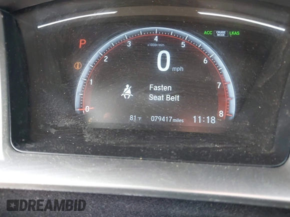 2019 Honda Civic Sport with VIN 2HGFC2F86KH525252, listed as a IAAI auction lot 41998144 with 79,417 mi miles and . Bid and sale history available at DreamBid. Image 15.