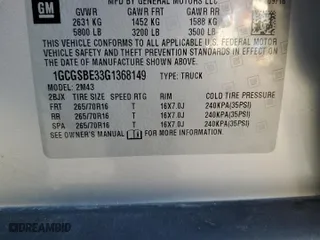 2016 Chevrolet Colorado 2WD WT with VIN 1GCGSBE33G1368149, listed as a Copart auction lot 87042444 with 101,481 mi miles and Salvage Title. Bid and sale history available at carsss.com. Image 12.