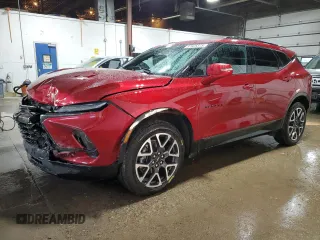 2024 Chevrolet Blazer RS z VIN 3GNKBKRS7RS144872, wystawiony jako Copart lot #87925375 z przebiegiem 19 023 mil mil oraz Szkody całkowita. Historia ofert i sprzedaży dostępna na DreamBid. Obrazek 1.