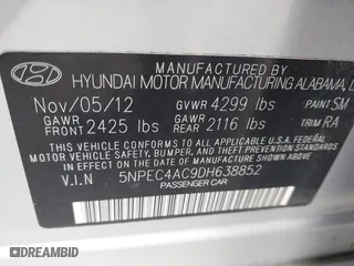 2013 Hyundai Sonata SE with VIN 5NPEC4AC9DH638852, listed as a IAAI auction lot 41966220 with 151,324 mi miles. Bid and sale history available at carsss.com. Image 9.