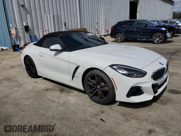 2021 BMW Z4 sDrive30i with VIN WBAHF3C09MWX24087, listed as a Copart auction lot 52036575 with 0 mi miles and Salvage Title. Bid and sale history available at carsss.com. Image 4.