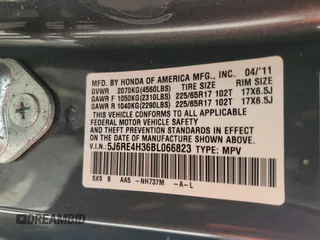 2011 Honda CR-V LX z VIN 5J6RE4H36BL066823, wystawiony jako Copart lot #53536355 z przebiegiem 168 674 mil mil oraz Szkoda całkowita • Salvage title. Historia ofert i sprzedaży dostępna na DreamBid. Obrazek 13.