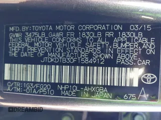 2015 Toyota Prius One with VIN JTDKDTB30F1584912, listed as a IAAI auction lot 41390815 with 81,275 mi miles and . Bid and sale history available at carsss.com. Image 9.