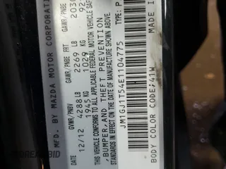2014 Mazda Mazda6 i Touring with VIN JM1GJ1T54E1104775, listed as a Copart auction lot 52628195 with 198,258 mi miles and Salvage Title. Bid and sale history available at carsss.com. Image 12.