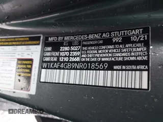 2022 Mercedes-Benz C 300 with VIN W1KAF4GB9NR018569, listed as a IAAI auction lot 38903076 with Not Provided miles and . Bid and sale history available at DreamBid. Image 9.