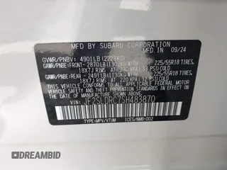 2025 Subaru Forester Limited с VIN JF2SLDRC7SH483870, выставлен на аукционе IAAI как лот 42164753 с пробегом 1 538 миль миль и . История ставок и продаж доступна на DreamBid. Изображение 9.