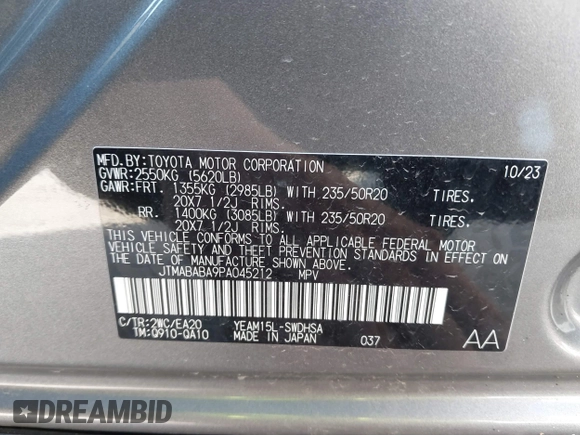 2023 Subaru Solterra Premium with VIN JTMABABA9PA045212, listed as a IAAI auction lot 41758732 with 5,862 mi miles and . Bid and sale history available at DreamBid. Image 9.