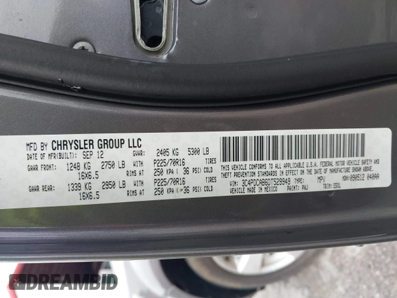 2013 Dodge Journey SE with VIN 3C4PDCAB6DT529949, listed as a IAAI auction lot 42609006 with 38,202 mi miles and . Bid and sale history available at DreamBid. Image 9.