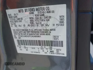 2012 Ford Escape XLT с VIN 1FMCU9DG7CKA90961, выставлен на аукционе IAAI как лот 42786845 с пробегом 110 871 миль миль и . История ставок и продаж доступна на DreamBid. Изображение 9.