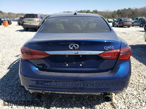 2020 Infiniti Q50 Red Sport 400 with VIN JN1FV7AP9LM630521, listed as a Copart auction lot 45951955 with 25,865 mi miles and Salvage title. Bid and sale history available at DreamBid. Image 6.