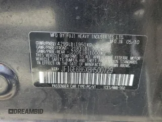 2011 Subaru Impreza Premium with VIN JF1GE6B6XBH500729, listed as a Copart auction lot 45536075 with 132,203 mi miles and Salvage title. Bid and sale history available at DreamBid. Image 12.