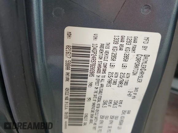 2007 Dodge Grand Caravan SE z VIN 1D4GP24R97B202805, wystawiony jako Copart lot #56400185 z przebiegiem 131 291 mil mil oraz Szkoda całkowita • Salvage title. Historia ofert i sprzedaży dostępna na DreamBid. Obrazek 13.