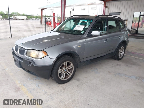 2005 BMW X3 3.0i with VIN WBXPA93495WD18319, listed as a IAAI auction lot 41906633 with 185,090 mi miles. Bid and sale history available at carsss.com. Image 2.