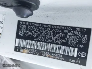 2010 Toyota Prius II with VIN JTDKN3DU0A0183085, listed as a IAAI auction lot 41421872 with 230,471 mi miles. Bid and sale history available at carsss.com. Image 9.