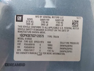 2012 Chevrolet Silverado 1500 LT with VIN 1GCPKSE75CF120579, listed as a IAAI auction lot 41772091 with 107,667 mi miles and . Bid and sale history available at DreamBid. Image 9.