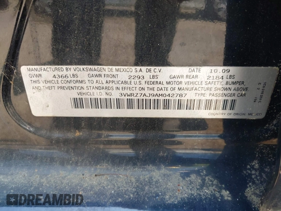 2010 Volkswagen Jetta SE z VIN 3VWRZ7AJ9AM042787, wystawiony jako IAAI lot #42466773 z przebiegiem 144 829 mil mil oraz . Historia ofert i sprzedaży dostępna na DreamBid. Obrazek 9.