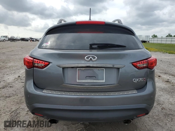 2015 Infiniti QX70 with VIN JN8CS1MU3FM380970, listed as a Copart auction lot 54387985 with 126,955 mi miles and Salvage Title. Bid and sale history available at DreamBid. Image 6.