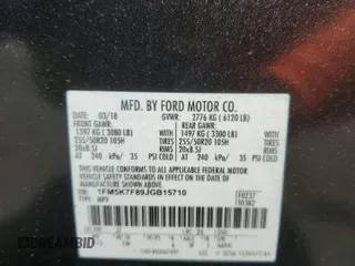 2018 Ford Explorer Limited with VIN 1FM5K7F89JGB15710, listed as a Copart auction lot 63499065 with 65,419 mi miles and Salvage title. Bid and sale history available at DreamBid. Image 13.