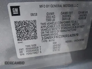 2019 Chevrolet Tahoe Commercial z VIN 1GNSKFKC0KR142979, wystawiony jako IAAI lot #41532380 z przebiegiem 143 423 mil mil oraz . Historia ofert i sprzedaży dostępna na DreamBid. Obrazek 9.