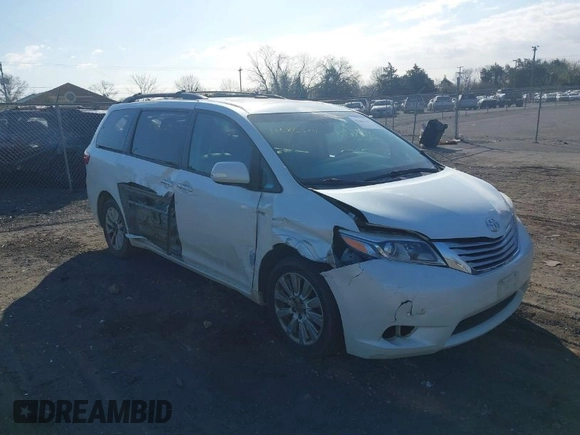 2016 Toyota Sienna Ltd with VIN 5TDDK3DC6GS140563, listed as a IAAI auction lot 41886329 with 130,460 mi miles. Bid and sale history available at carsss.com. Image 1.