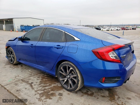 2019 Honda Civic Sedan Sport with VIN 2HGFC2F8XKH577001, listed as a Copart auction lot 45701045 with 58,276 mi miles and Salvage Title. Bid and sale history available at carsss.com. Image 2.