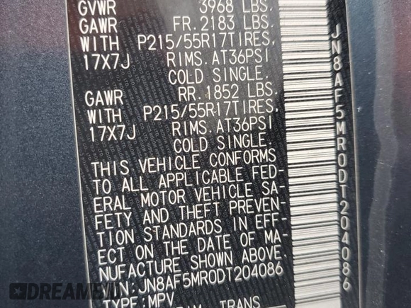 2013 Nissan Juke SV with VIN JN8AF5MR0DT204086, listed as a Copart auction lot 50861785 with 129,735 mi miles and Non Repairable. Bid and sale history available at carsss.com. Image 12.
