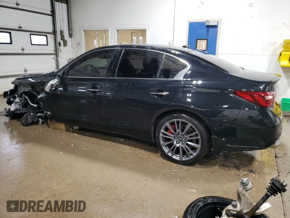 2018 Infiniti Q50 RED SPORT 400 with VIN JN1FV7ARXJM480935, listed as a Copart auction lot 49582535 with 64,431 mi miles and Salvage Title. Bid and sale history available at carsss.com. Image 2.