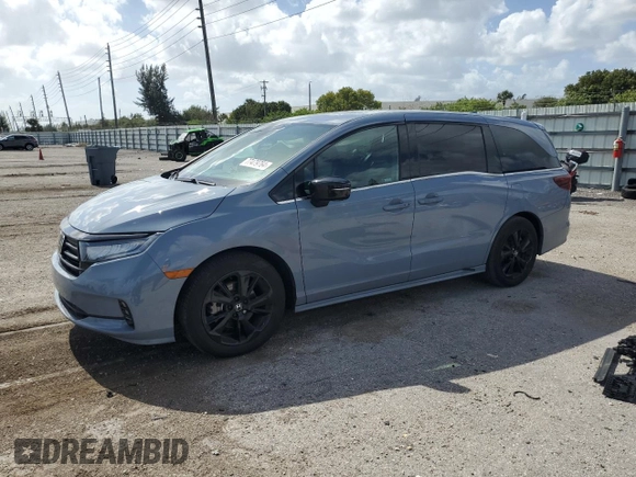 2023 Honda Odyssey Sport with VIN 5FNRL6H71PB068791, listed as a Copart auction lot 77479764 with 15,667 mi miles and Salvage Title. Bid and sale history available at carsss.com. Image 1.