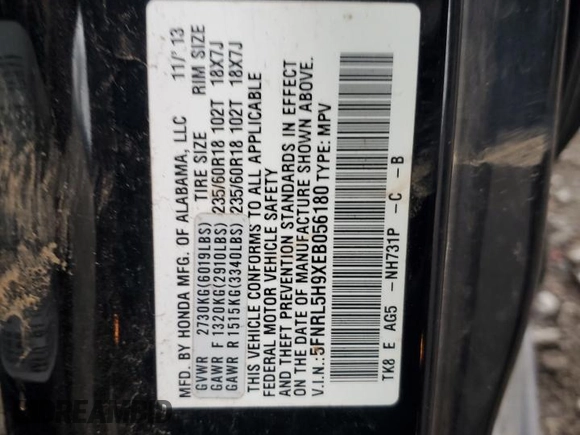 2014 Honda Odyssey Touring с VIN 5FNRL5H9XEB056180, выставлен на аукционе Copart как лот 47781575 с пробегом 142 707 миль миль и Списание • Salvage title. История ставок и продаж доступна на DreamBid. Изображение 15.