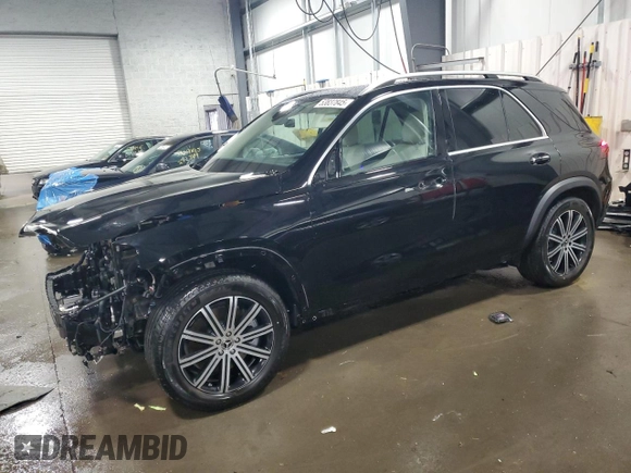 2025 Mercedes-Benz GLE 450 with VIN 4JGFB5KBXSB385683, listed as a Copart auction lot 53837845 with 1,377 mi miles and Salvage title. Bid and sale history available at DreamBid. Image 1.