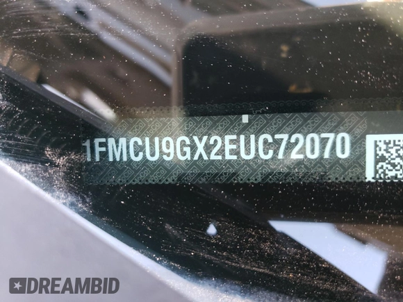 2014 Ford Escape SE with VIN 1FMCU9GX2EUC72070, listed as a Copart auction lot 52211445 with 76,805 mi miles and Clean Title. Bid and sale history available at DreamBid. Image 13.