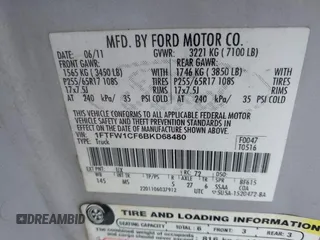 2011 Ford F-150 XL with VIN 1FTFW1CF6BKD68480, listed as a IAAI auction lot 41950791 with 219,496 mi miles. Bid and sale history available at carsss.com. Image 9.