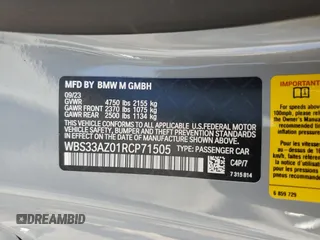 2024 BMW M4 Competition with VIN WBS33AZ01RCP71505, listed as a Copart auction lot 63434764 with 0 mi miles and Salvage Title. Bid and sale history available at carsss.com. Image 14.