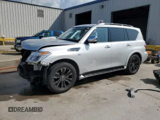 2019 Nissan Armada Platinum z VIN JN8AY2NF5K9352726, wystawiony jako Copart lot #58525505 z przebiegiem 85 383 mil mil oraz Szkoda całkowita • Salvage title. Historia ofert i sprzedaży dostępna na DreamBid. Obrazek 1.