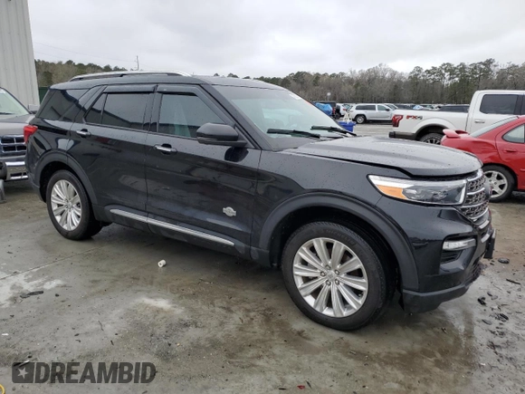 2023 Ford Explorer King Ranch with VIN 1FM5K7LC9PGB90571, listed as a Copart auction lot 47583725 with 34,409 mi miles and Salvage Title. Bid and sale history available at carsss.com. Image 4.