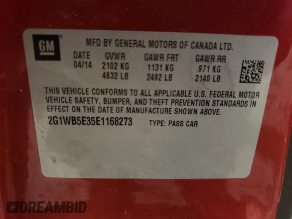 2014 Chevrolet Impala LT with VIN 2G1WB5E35E1168273, listed as a Copart auction lot 51536475 with 160,908 mi miles and Non repairable. Bid and sale history available at DreamBid. Image 12.